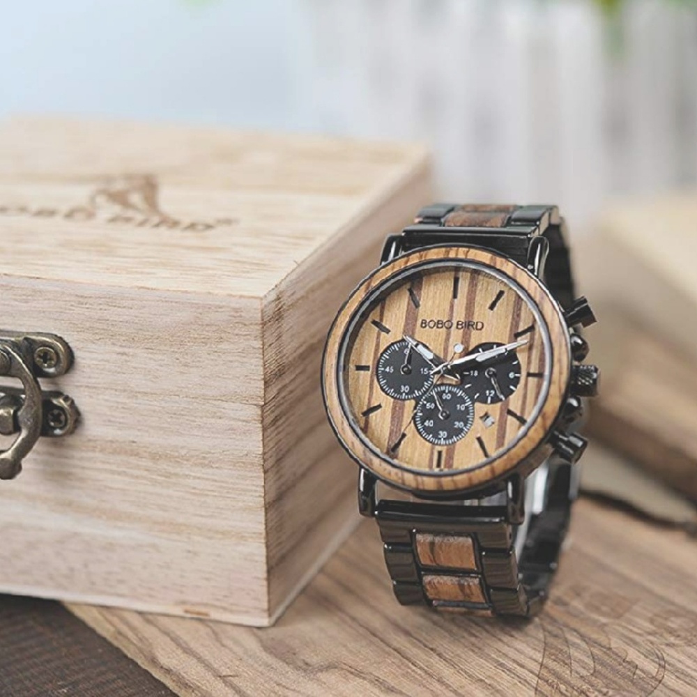 Wooden Men's Stainless Steel Wristwatch - Picture 5 of 5